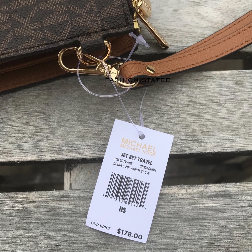 Michael Kors double zip wallet NWT brown acorn - Picture 4 of 7